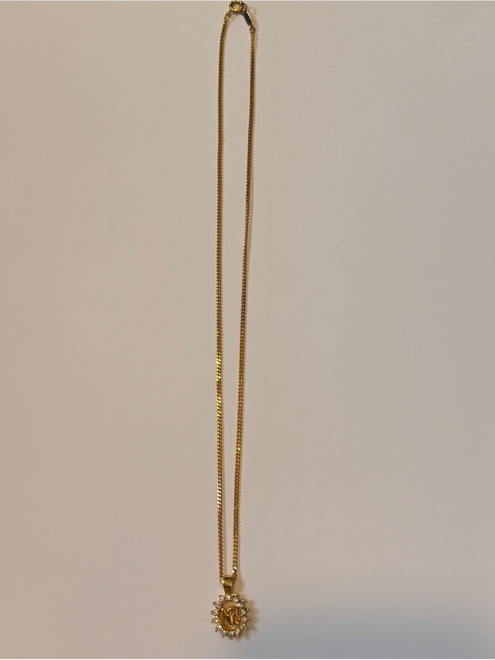 Gold Vintage Nina Ricci Pendant Necklace With Crystal Accents
